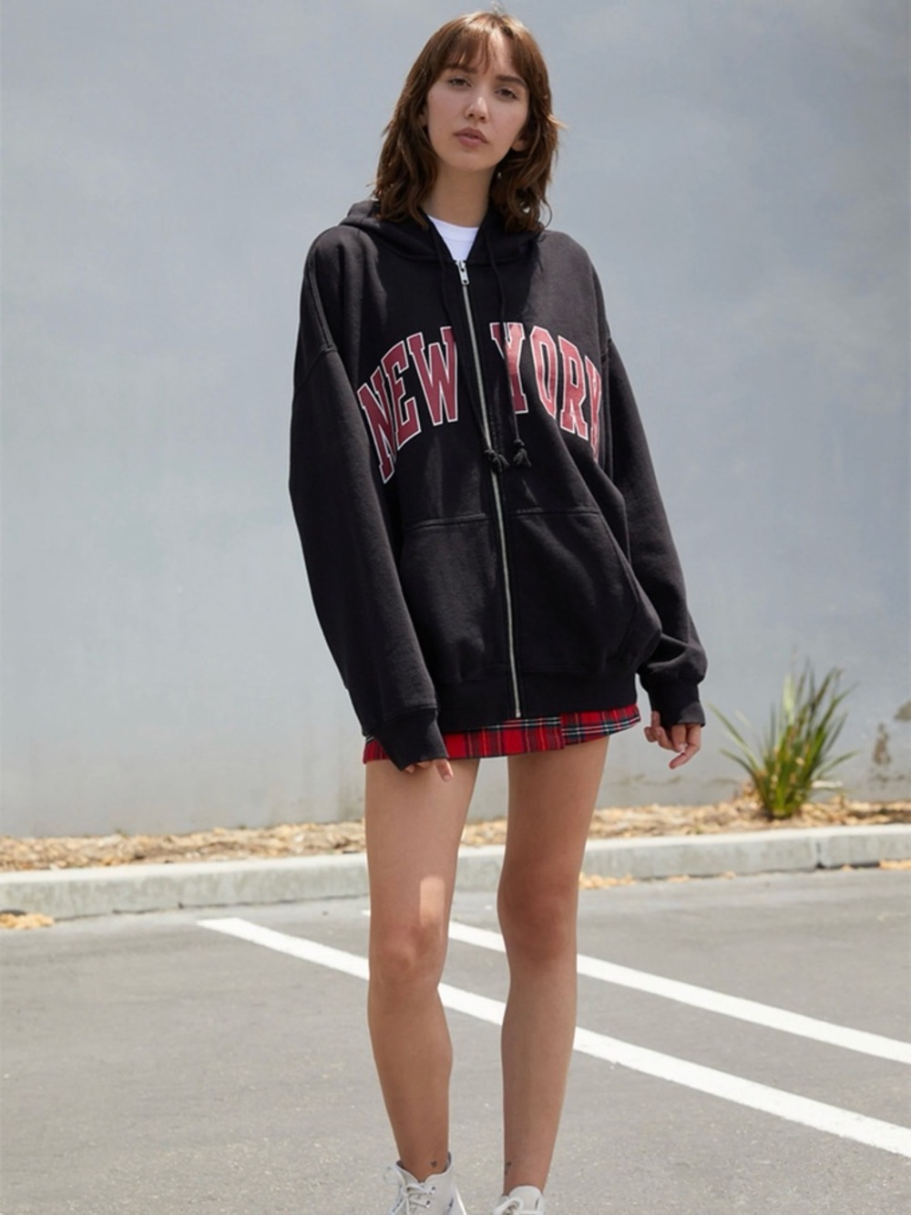 John Galt by Brandy Melville Black New York Zip Up Hoodie One Size